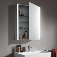 LAUFEN Frame 25 зеркальный шкафчик 450x150x750 мм, алюминий, 1 двуств/зерк/дверь, с 2 свет. освет. Элем., с евророз., с сенс. Выкл., правосторонний