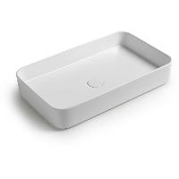 White Ceramic Blade, накладная прямоугольная раковина 65x40x11,5h см, в комплекте с донным клапаном, цвет кофейный матовый