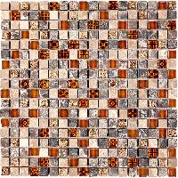 pixmosaic PIX720 из мрамора и стекла, чип 15x15 мм, сетка 300х300x8 мм