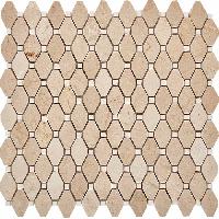 pixmosaic PIX 285 Cream marfil, Thassos White, чип 39x24 мм, сетка 286х295x7 мм, Полированная