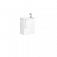 Тумба Root 45 см с квадратной раковиной, с дверцей, глянцевый белый, правосторонняя