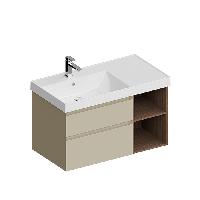 Kerama Marazzi Тумба CUBO левая подвесная с ящиками 90, лимо матовая- структ.орех