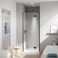 Kermi LIGA  Дверь в нишу  c непод.сегментом  LI SFR 900x2000,  Schwarz Soft+прозрачное стекло с Kermiclean