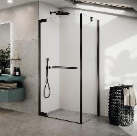 Дверь распашная 100 см (98-99,5x200) Novellini N180 N180G100-1N, профиль Brushed Black Chrome, стекло прозрачное CrystalClear