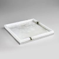 3SC Baster Round Лоток настольный 25,5хh2,5x25,5 см с основанием, цвет алебастр/хром