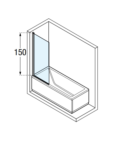 NOVELLINI YOUNG Шторка на ванну 85*151,6см, DX/SX, стекло прозрачное, профиль хром 