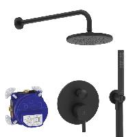 Ideal Standard Ceraline Душ.комплект: встроен. часть смес+наруж. часть с перекл.,  руч душ, верх. душ: 200 мм+штанга:400 мм цвет: чёрный матовый