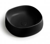 White Ceramic Jumper, накладная квадратная раковина 42x42x15h см, цвет черный матовый