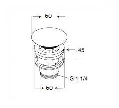 Донный клапан универсальный 1”1/4 с керамической крышкой GSG Ceramic Design PILTONUNIAR000, белый глянцевый 