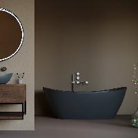 Salini NOEMI Ванна отдельностоящая 1850х780х720мм, донный клапан, сифон, мат-л: S-Sense, глянцевый RAL9005 полностью