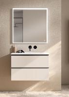 Visobath Granada, тумба 80 см, 2 ящика c черными ручками, цвет бежевый матовый лак (Cotton)