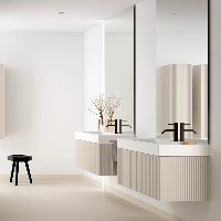 Visobath Bari, тумба 80 см, 1 выдвижной ящик с Push-открыванием, цвет бежевый матовый лак (Cotton)