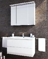 Oristo, Brylant 85 см: зеркальный шкаф, тумба (без раковины), цвет белый глянец