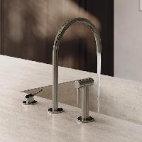 Newform N21 Смеситель для кухни на 3 отв, излив 220 мм, цвет: Brushed nickel