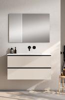 Visobath Granada, тумба 100 см, 2 ящика c черными ручками, цвет бежевый матовый лак (Cotton)