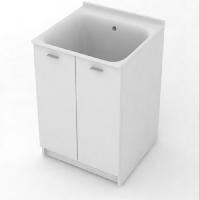 KERASAN Aquadom Комплект для постирочной 75х50см: база + раковина 029301 БЕЗ ОТВЕРСТИЯ под смеситель+выпуск с сифоном , цвет белый матовый