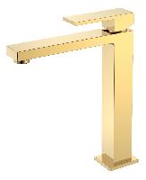 Смеситель для умывальника высокий QUBIC Gold