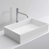 MILLDUE  Раковина  STEP 63_14 накладная из CRISTALPLANT ,63х38х14,2 см, без отв для смесителя, цвет белый матовый