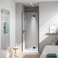 Kermi LIGA  Дверь в нишу  c непод.сегментом  LI SFR 1200x2000,  Schwarz Soft+прозрачное стекло с Kermiclean