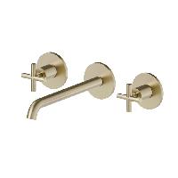 Newform Blink Внешняя часть смесителя для раковины настенного монтажа на 3 отверстия без донного клапана, цвет:  PVD Br. Pale Gold