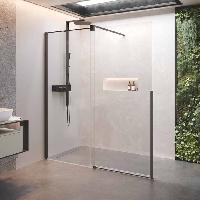 Дверь в нишу сдвижная 140 см (137-139x200) Novellini H Style HSTYLE140S-1H, левая, профиль Black Matt, стекло прозрачное CrystalClear