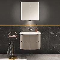 BURGBAD LAVO 2.0 Полка напольная Ø310х300 мм., с полотенцедержателем, цвет Nussbaum Dekor, фурнитура золото