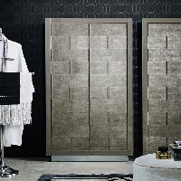 VITAGE milldue edition Ritz Шкаф-пенал 960х320х1585 мм, напольный, 2 двери, 5 полок, цоколь сталь, рама глянц лак Castoro, фасад стекло Alligator gold