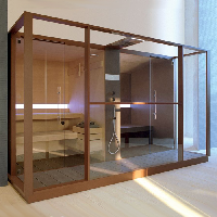Effegibi Logica Сауна с хаммам и душем, для ниши, 373x250xh226см, отделка: Soft Sand