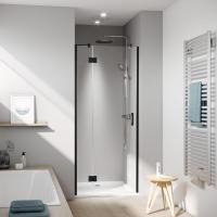 Kermi LIGA  Дверь в нишу  c непод.сегментом  LI SFL 1000x2000,  Schwarz Soft+прозрачное стекло с Kermiclean