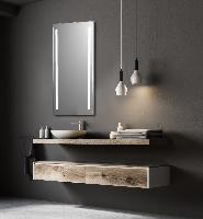 Xpertials Cadier45, прямоугольное зеркало Led 45х90 см: датчик подсветки с диммером, профиль матовая сталь