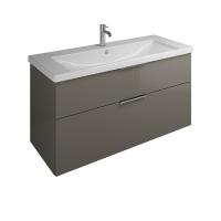 BURGBAD Eqio База подвесная с керамическим умывальником 1230х490х645 мм. 2 ящика с ручкой желоб., c 1 отв под смес. ,  цвет серый глянц F2010