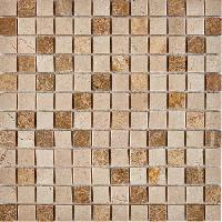 pixmosaic PIX 274 Emperador Light, Crema Nova, чип 23x23 мм, сетка 305х305x6 мм, Полированная