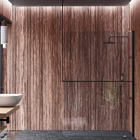 NOVELLINI KUADRA H Душевое ограждение 1570-1600х2000 мм., с свободным входом, с настенным кронштейном, стекло прозрачное, профиль черный матовый