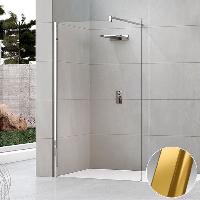 Душевое ограждение Walk-In 80 см (77-80х200) Novellini Kuadra H KUADH80-1P, профиль Brushed Gold, стекло прозрачное CrystalClear