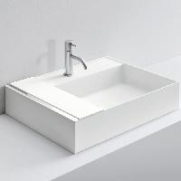 MILLDUE  Раковина  MAN 63 накладная из CRISTALPLANT ,126,5х47,2 см, с 1 отв для смесителя, цвет белый матовый