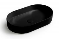 White Ceramic Blade, накладная овальная раковина 60x36x12h см, цвет черный матовый