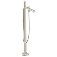 AX Uno Смеситель для ванны, однорычажный, с ручным душем, напольный, (внешняя часть), цвет: шлифованный никель