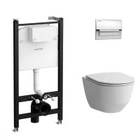 LAUFEN Pro Унитаз подвесной, безободк смыв Rimless, с инсталляцион системой, сиденье с микрол тонкое, панель смыва хром глян (АКЦИЯ с нашего склада)