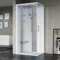NOVELLINI SKILL A Душевая кабина 1000х800х2175 мм., левая, Essential, поддон 125 мм., смес термос, стенки бел глянц, вставки Light grey, стекло прозр