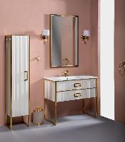 Зеркало MONACO  с подсветкой 70*110CM глянец белая +золото