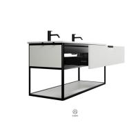 BURGBAD VRY Комплект мебели 1230х496х600 мм, подвесной, 1 ящик, 1 полка, раков белая глянц с 2 отв для смес, ручка G0253, цвет белый матовый