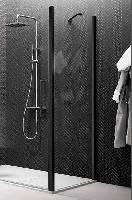 NOVELLINI YOUNG Боковая стенка 890-910х2000 мм., для установки с дверью, профиль черный матовый, стекло прозрачное