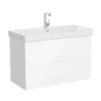 Тумба Metropol Pure с раковиной c 2мя ящиками, с подсветкой в верхнем ящике, 100 см, цвет глянцевый белый