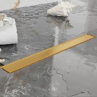 Plumberia Selection Трап душевой PS LINEAR 6x90 2устор. накладка из нерж.стали, комбинир.затвор с горизонт. Выпуском Ду 50мм,40л/мин, золото браш.