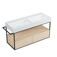 AZZURRA ELEGANCE SQUARED  Структура под раковину 130x44,5xH52 мм., 2 ящика, полотенцедержатель, цвет структуры черный матовый, цвет ящика Olmo natural