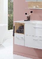 Marlin 3160motion, боковой шкаф под рак. 30х48см  (1 верх. полка в цвете белый шелковый глянец и 1 ящик) для тумбы WNWUG92DR, цвет белый глянец