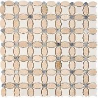 pixmosaic PIX 281 Cream marfil, Thassos, Athens grey, чип 32x32 мм, сетка 336х336x8 мм, Полированная