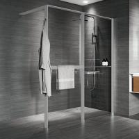 NOVELLINI KUADRA HWZ2 Душевое ограждение 1740-1770х2000 мм., с свободным входом, правое, с полотенцедержателем и полкой, стекло прозрачн, проф Silver