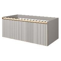 QUATRO 1 100CM  тумба рифл CASHMERE FUGA профиль MATT GOLD с подсветкой