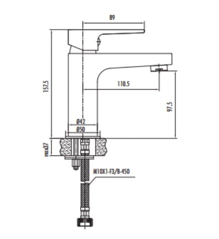 CREAVIT Cмеситель для раковины SHARP ЧЕРНЫЙ SR1500S 